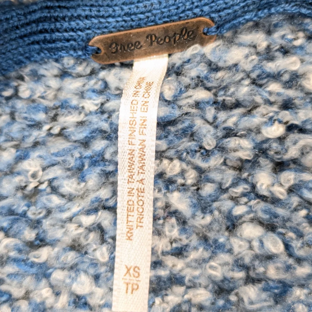 New Free People BFF Blue / White Cowl Neck Sweater‎ Winter Soft Cozy Sz XS